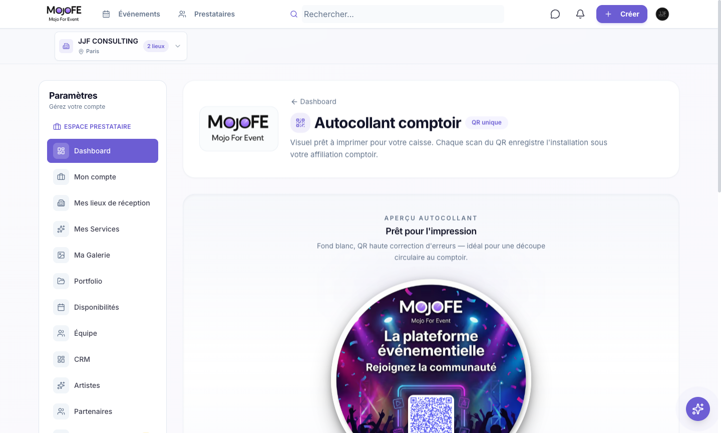 Autocollant QR code comptoir