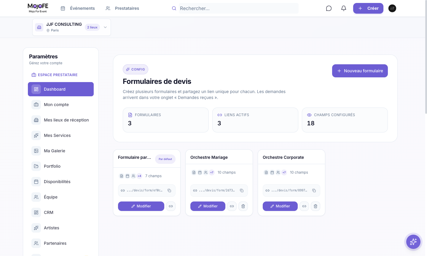 Formulaires personnalisés