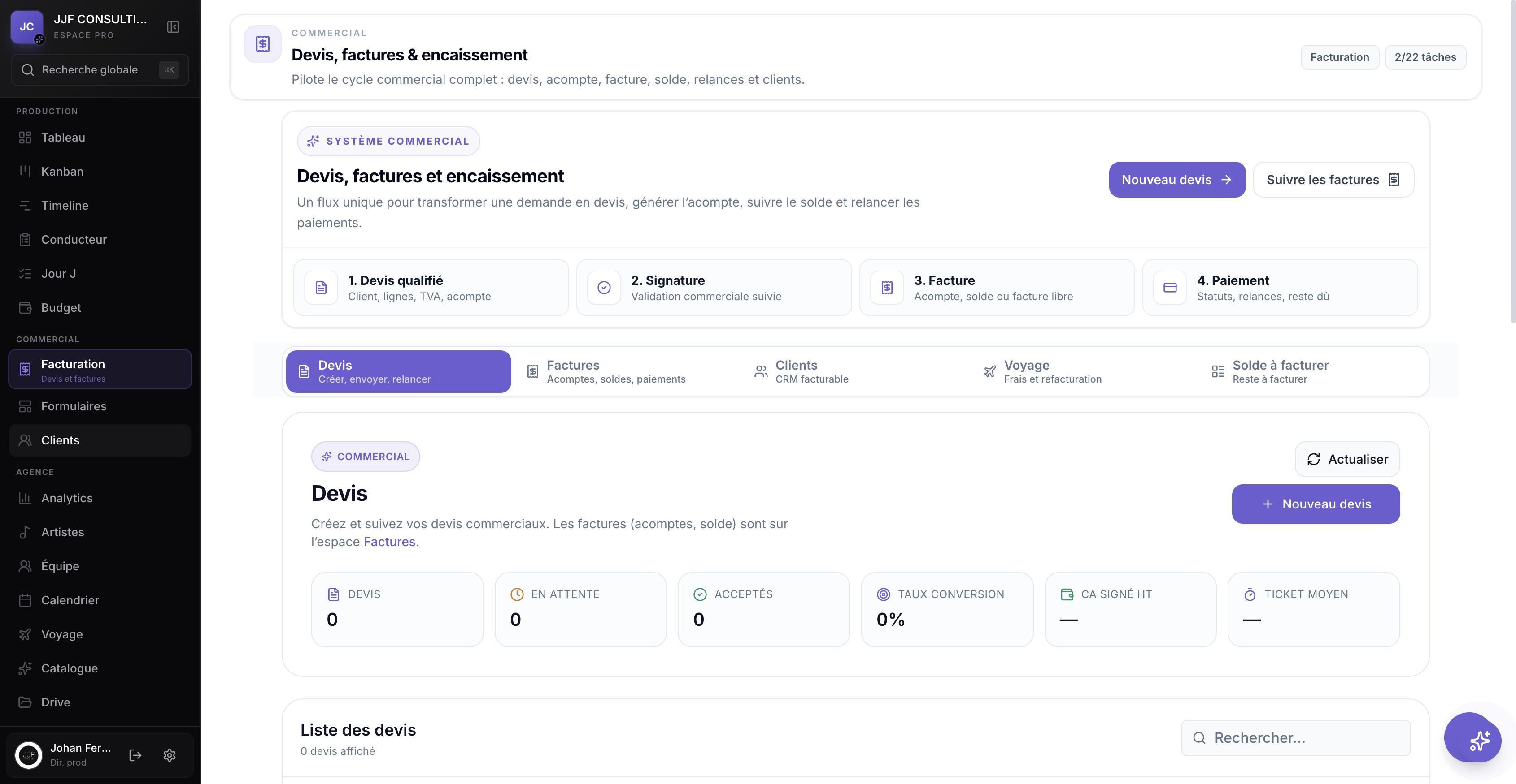 Gestion de la facturation agence